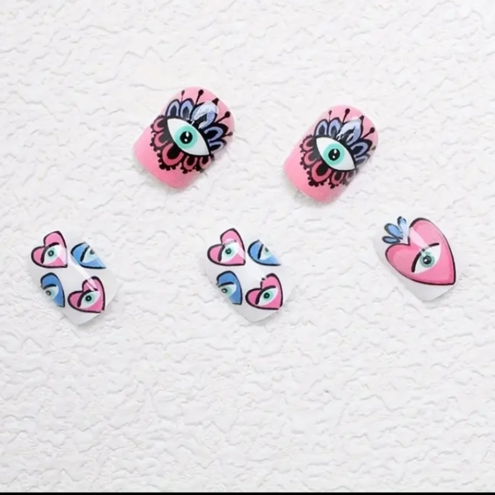 🔥3/$21 Love and eye design short Press on False nails